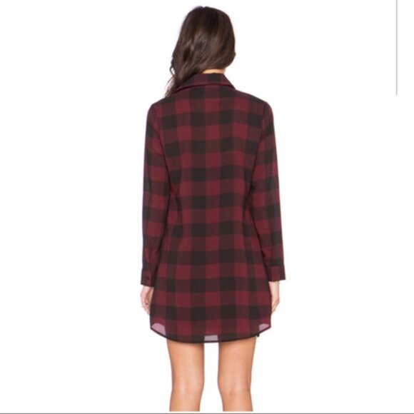 BB Dakota Kendrick plaid button down shirt dress, red burgundy maroon & black - Picture 2 of 6